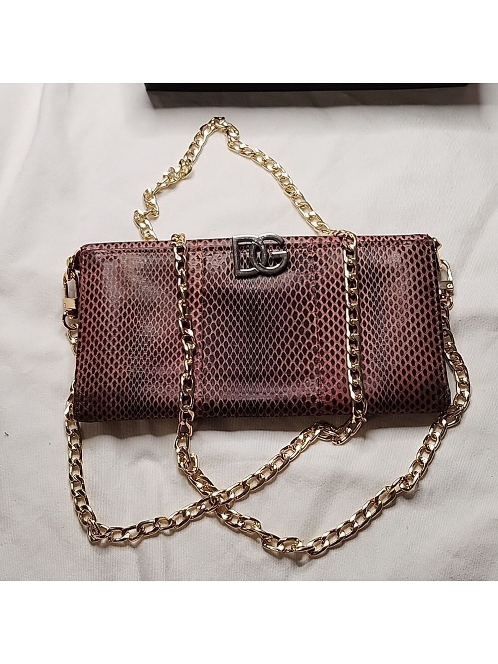 Dolce & Gabbana python convertible clutch/evening bag removable chain
